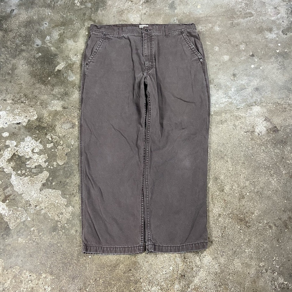 Vintage 90s L.L. Bean Canvas Pants Size 40x30 Brown Flannel Lined Relaxed Fit